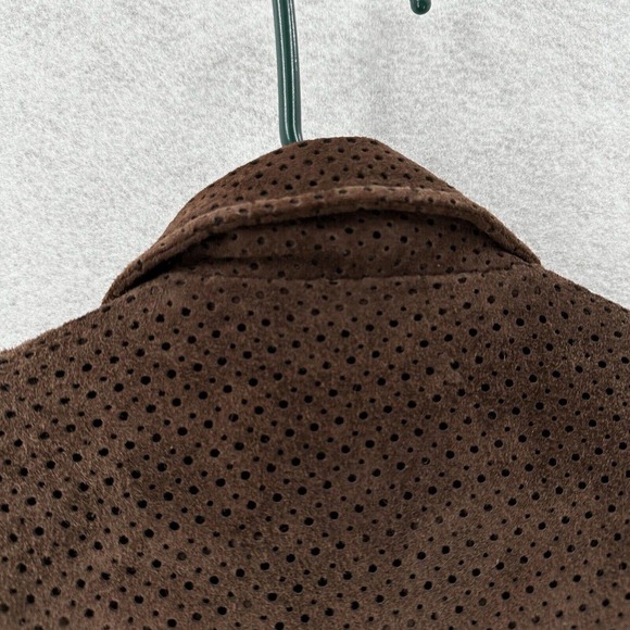 Sheri Bodell Suede Jacket Womens SMALL Brown Eyelet Artsy Zip Up Leather Coat - Picture 10 of 15